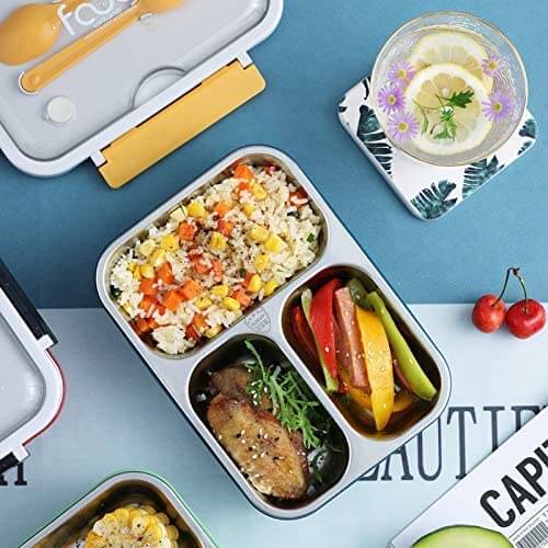 Lucky Curry 3 Grid Stainless Steel Lunch Box - FirstToyz® - firsttoyz.com - FirstToyz® - Indian toys