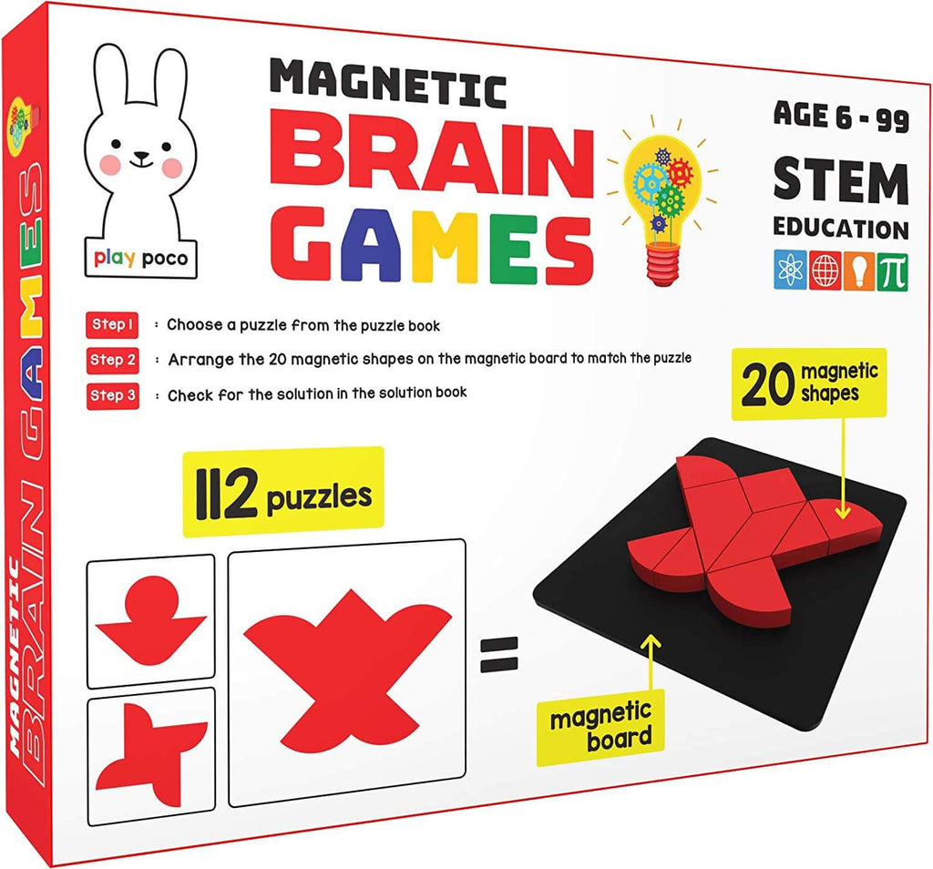 Play Poco Magnetic Brain Games - 112 Puzzles with 20 Magnetic Shapes - Firsttoyz™ - firsttoyz.com - Firsttoyz™ - Indian toys