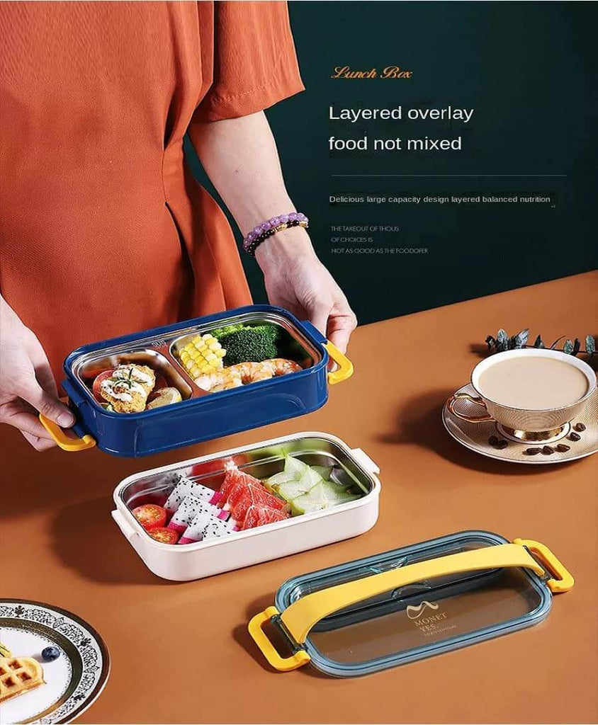 Double Decker 3 Grid Stainless Steel Lunch Box - FirstToyz® - firsttoyz.com - FirstToyz® - Indian toys