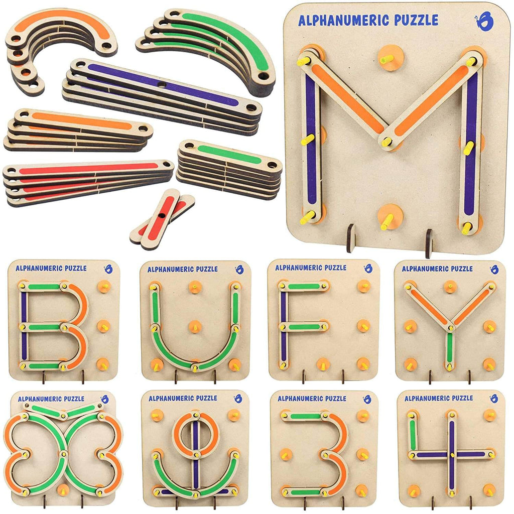 Alpha- Numeric Wooden Constructiion Puzzle - Firsttoyz™ - firsttoyz.com - Firsttoyz™ - Indian toys