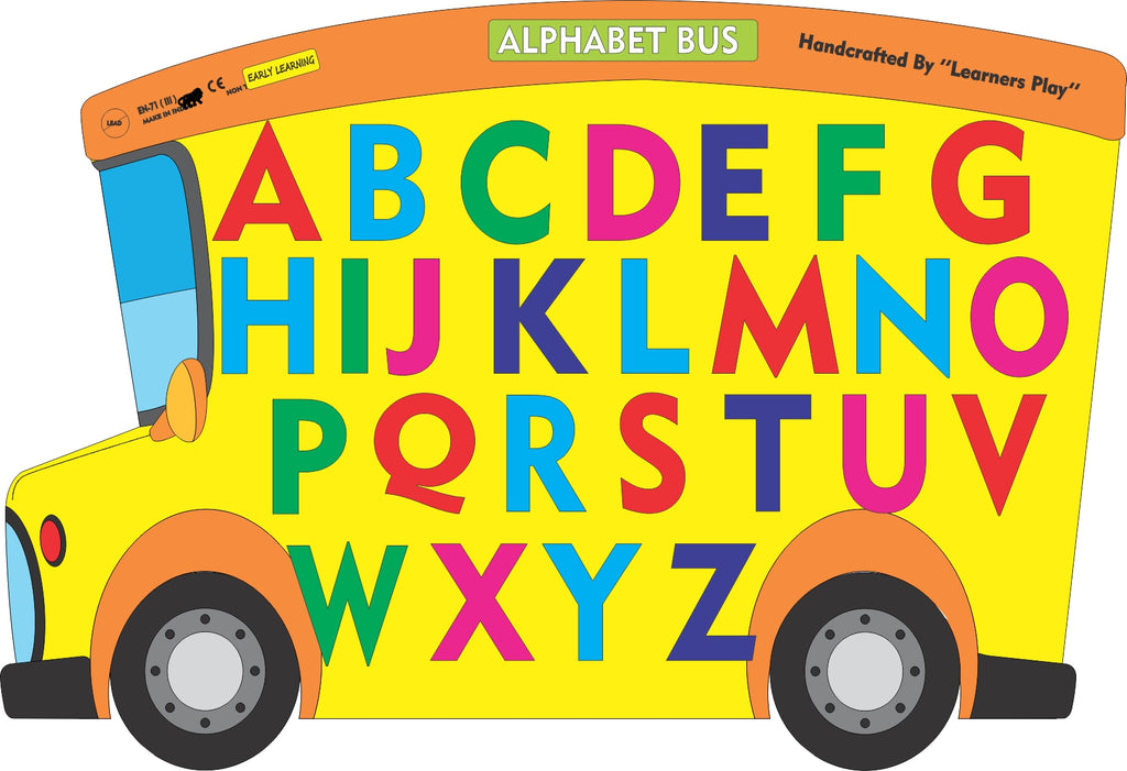 Wooden English Alphabet Uppercase Bus Knob Puzzle - Firsttoyz™ - firsttoyz.com - Firsttoyz™ - Indian toys