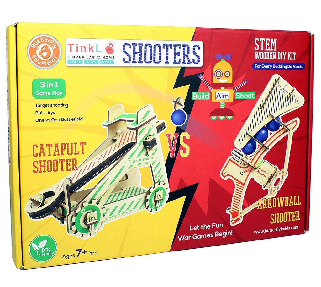 ButterflyEduFields STEM Construction Activity Toys | 2in1 DIY Catapult Guns Shooter Kit , Learning Educational Wooden Gift Set - Firsttoyz™ - firsttoyz.com - Firsttoyz™ - Indian toys