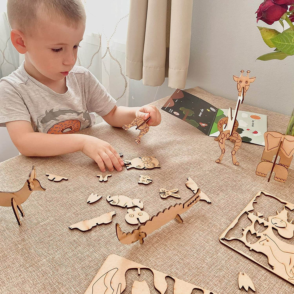 ButterflyEduFields 3D Animals Puzzles for Kids 10 Wildlife Wooden DIY Animals Toys - Firsttoyz™ - firsttoyz.com - Firsttoyz™ - Indian toys
