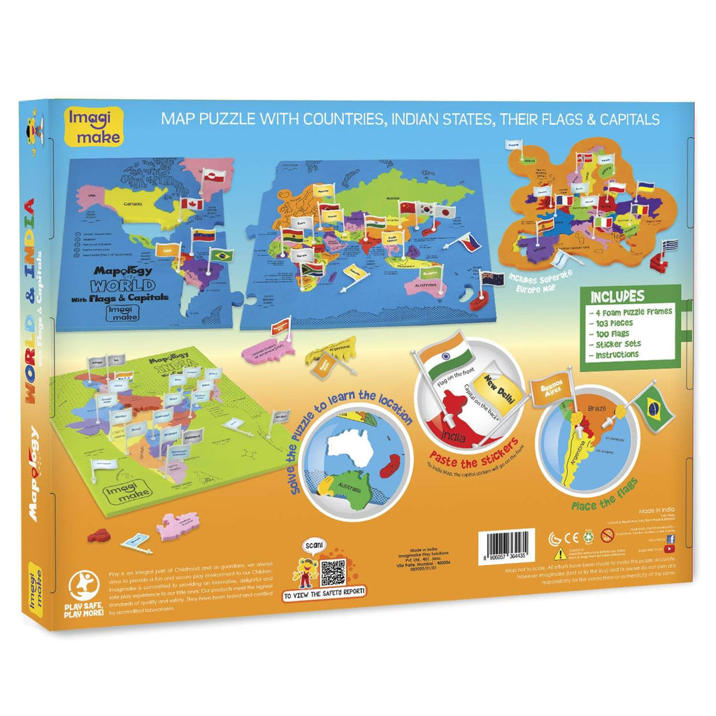 Imagimake: Mapology India and World with Capitals - Learn Capitals and Country Flags - FirstToyz™ - firsttoyz.com - FirstToyz™ - Indian toys