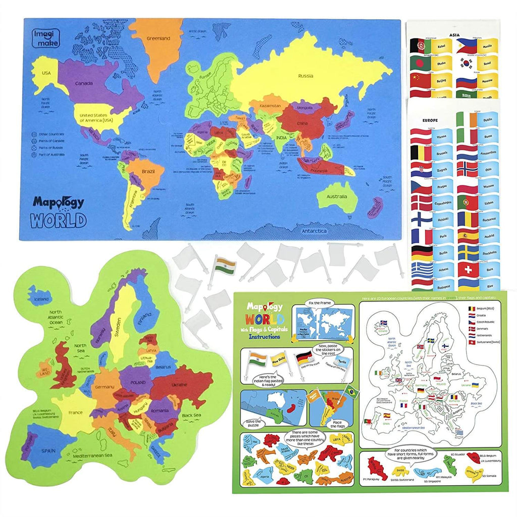 Imagimake: Mapology India and World with Capitals - Learn Capitals and Country Flags - FirstToyz™ - firsttoyz.com - FirstToyz™ - Indian toys