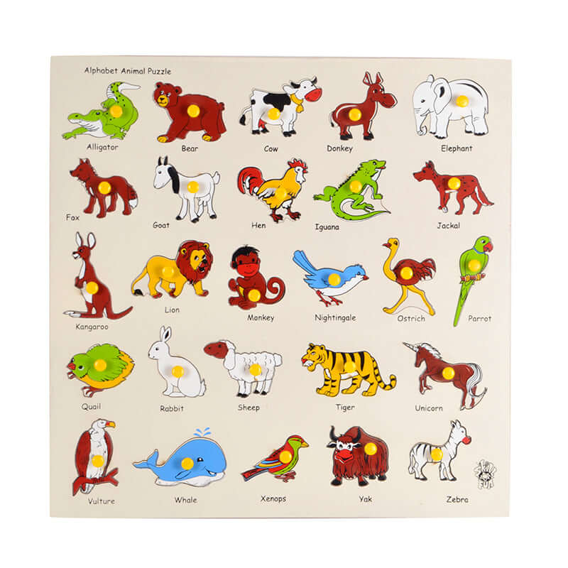 Animal Alphabet Tray (With Knobs) - Firsttoyz™ - firsttoyz.com - Firsttoyz™ - Indian toys